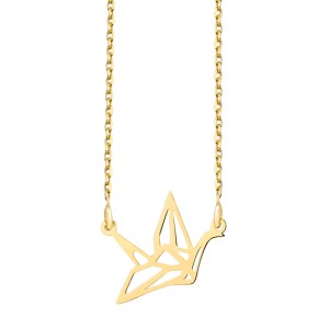 Colier argint placat cu aur galben pasare Origami DiAmanti G0111N_G-DIA (Argint 925‰ 1,5 g.)